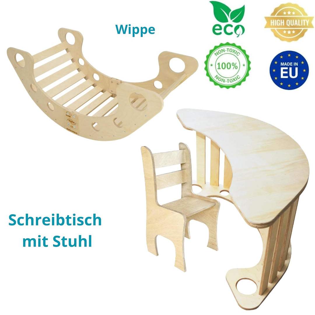 Holzwippe | Montessori Kletterbogen | Bogenwippe | Kleinkind Kletter Bogen | Klettergerüst Kinder |