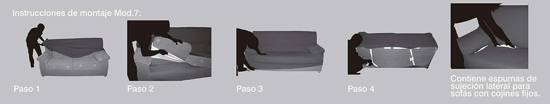 Eysa Cora bielastisch Sofa überwurf 4 sitzer Farbe 00-Ecru, Polyester-Baumwolle, 36 x 27 x 19 cm