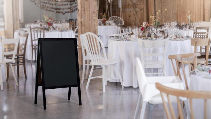 ALLboards Kundenstopper mit Schwarz, lackiertem Holzrahmen 100x60cm, Werbetafel, Gehwegaufsteller, A