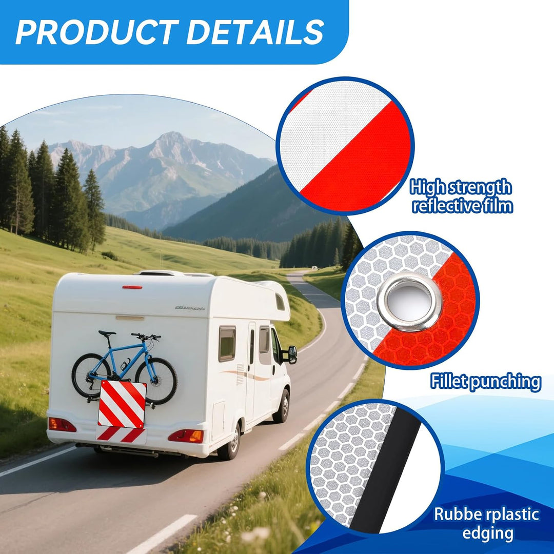 2in1 Warntafel Spanien Italien für Wohnmobil Fahrradträger Anhänger | Reflektierendes Design mit 4 S