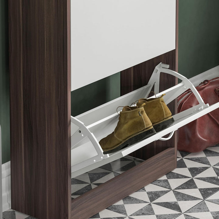 Vida Designs Schuhschrank mit 2 Klappfächern, Aufbewahrung für Schuhe, Organizer, Holzmöbel-Einheit,