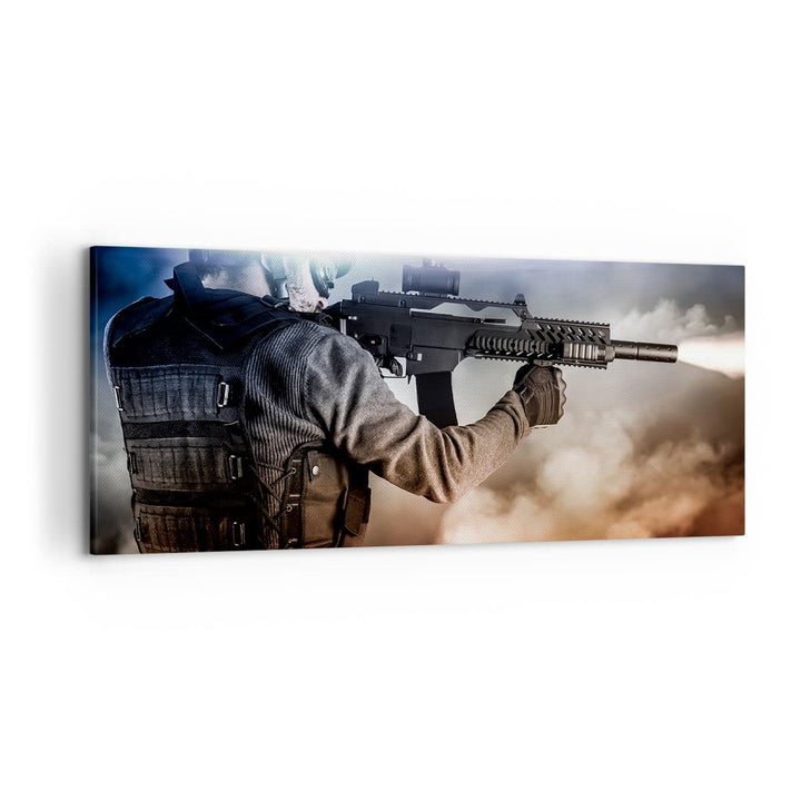 Wandbilder Dekoration Wohnzimmer Armee Soldat Shooter kugelsichere Weste Bilder auf Leinwand 120x50c