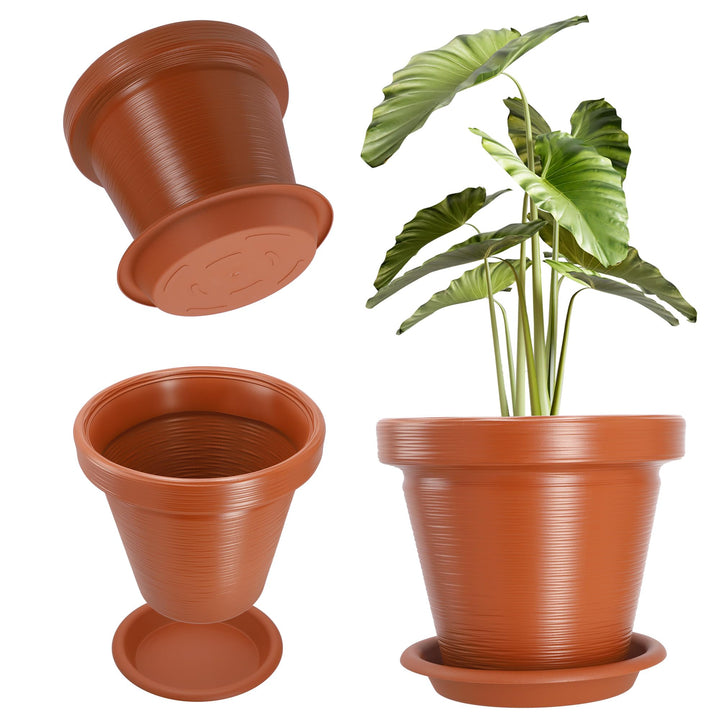 KADAX Blumentopf aus Kunststoff, 4 Farben, Pflanzkübel mit Untersetzer, Pflanztöpfe, Pflanzentopf mi