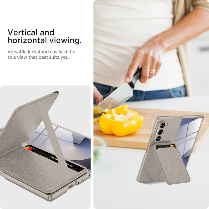 Miimall Kompatibel mit Samsung Galaxy Z Fold 6 Hülle mit Displayschutz, Magnetische Kartenhalter Wal