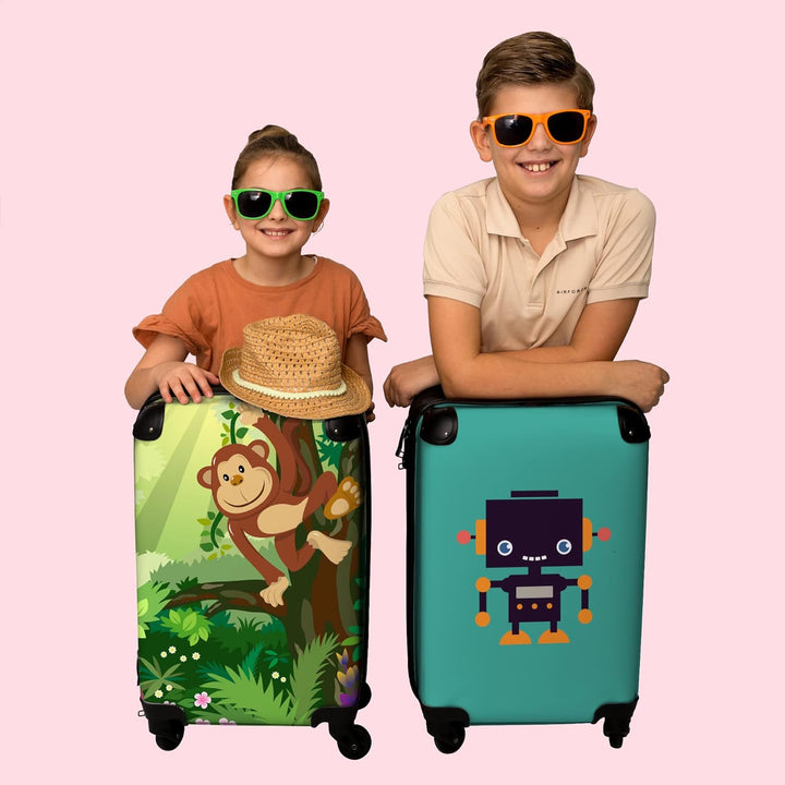 NoBoringSuitcases.com® Koffer Handgepäck Trolley Rollkoffer Kleine Reisekoffer mit 4 Rollen - AFFE -