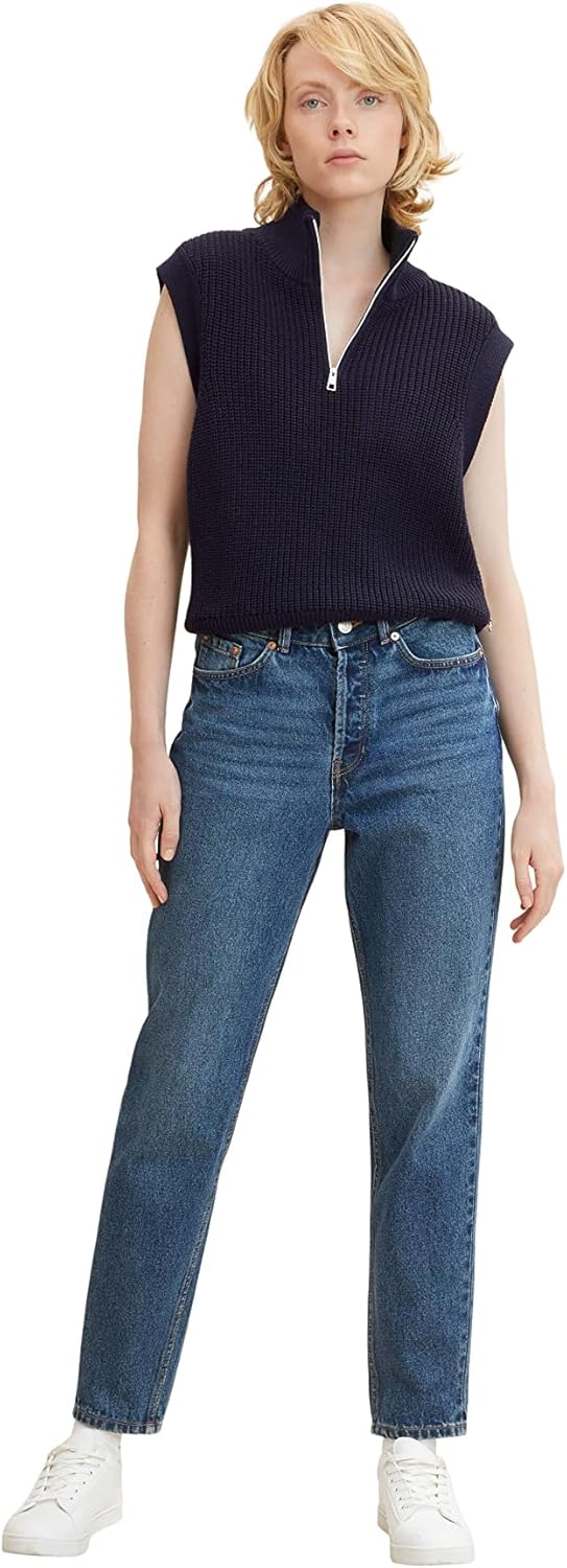 TOM TAILOR Denim Damen Mom Fit Jeans 30 10113 - Clean Mid Stone Blue Denim, 30 10113 - Clean Mid Sto