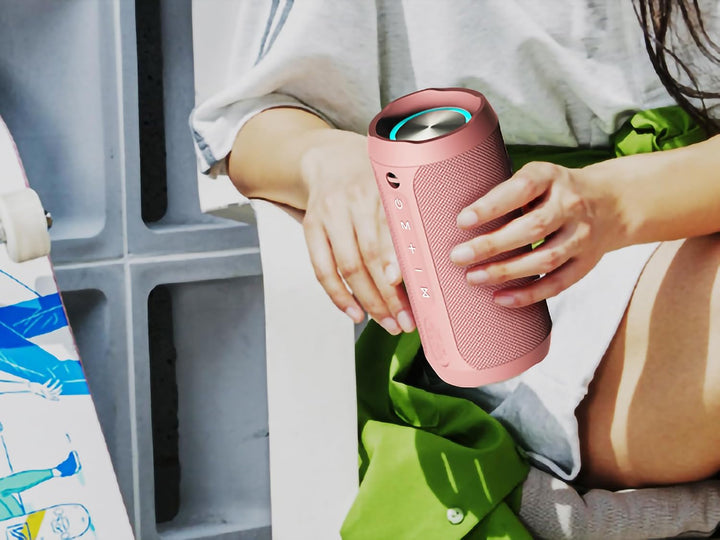EDUPLINK Portable Bluetooth Box für Frauen – Kabelloser Mini-Lautsprecher in Rosa mit LED, Tragbar &