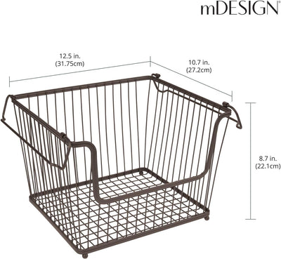 mDesign 3er-Set Allzweckkorb (gross) – der stapelbare Aufbewahrungskorb aus Metall – grosser, offene