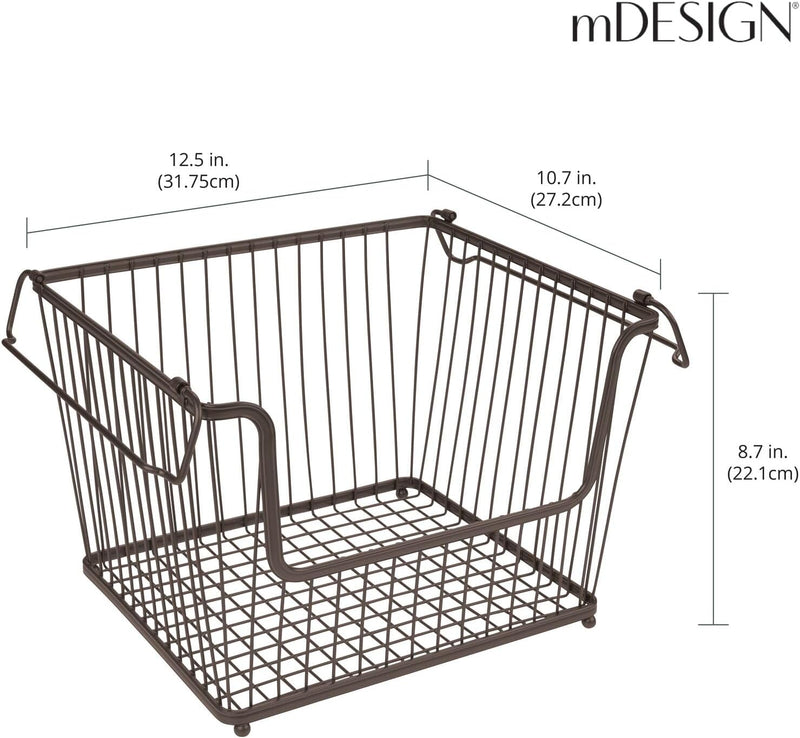 mDesign 3er-Set Allzweckkorb (gross) – der stapelbare Aufbewahrungskorb aus Metall – grosser, offene