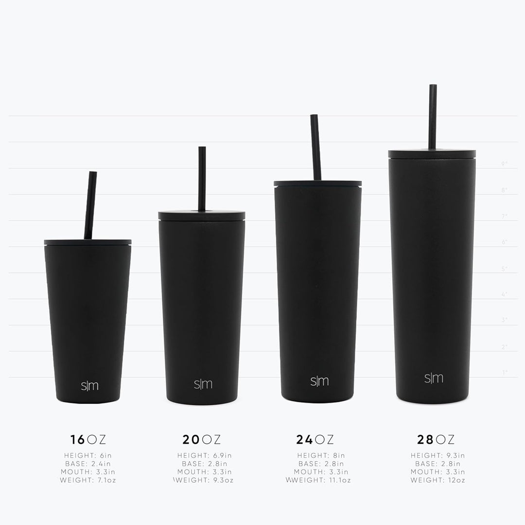 Simple Modern Isolierter Becher mit Strohhalm und Deckel | EiskaffeeBecher Wiederverwendbare Edelsta