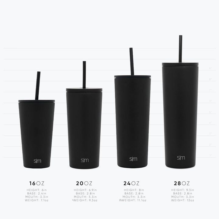 Simple Modern Isolierter Becher mit Strohhalm und Deckel | EiskaffeeBecher Wiederverwendbare Edelsta