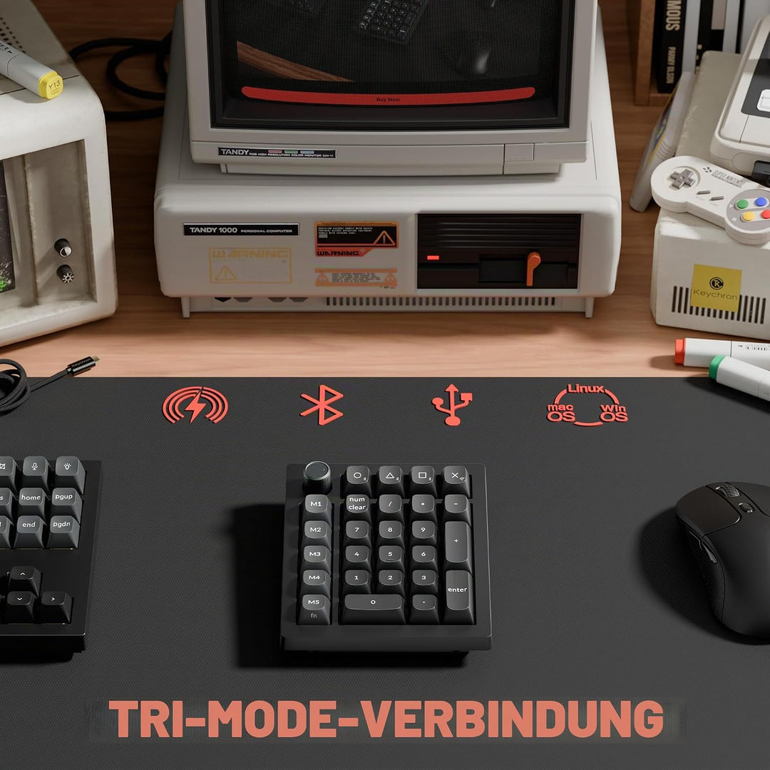 Keychron V0 Ultra Kabelloser ZMK Custom Numpad, 8000Hz Polling-Rate, 2,4 GHz &amp; Bluetooth 5.3, 360 St