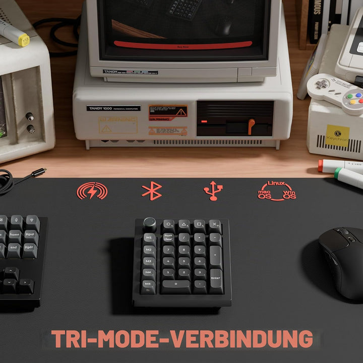Keychron V0 Ultra Kabelloser ZMK Custom Numpad, 8000Hz Polling-Rate, 2,4 GHz &amp; Bluetooth 5.3, 360 St