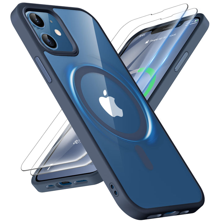 ORETECH für iPhone 12 Hülle 6,1 Zoll mit 2 Schutzfolie, Kompatibel mit Mag-Safe, Stossfest Kratzfest
