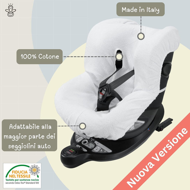Babysanity® Weicher Universaler Autositzbezug 0/18 Aus Doppelter 100% Baumwollfrottee – Waschbarer S
