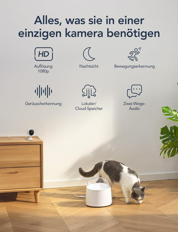 GNCC GC3 überwachungskamera Innen mit Nachtsicht, 1080P HD WLAN Indoor Kamera, Zwei-Wege-Audio, PIR
