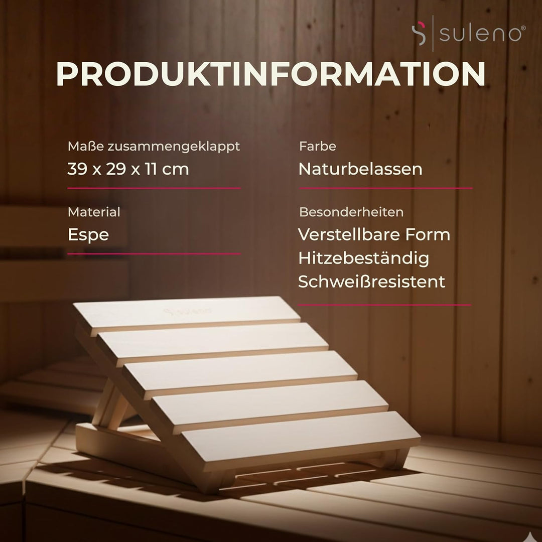 SULENO Sauna Kopfstütze JARI verstellbar Espe Nackenstütze Kopfkeil