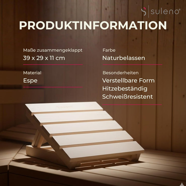 SULENO Sauna Kopfstütze JARI verstellbar Espe Nackenstütze Kopfkeil