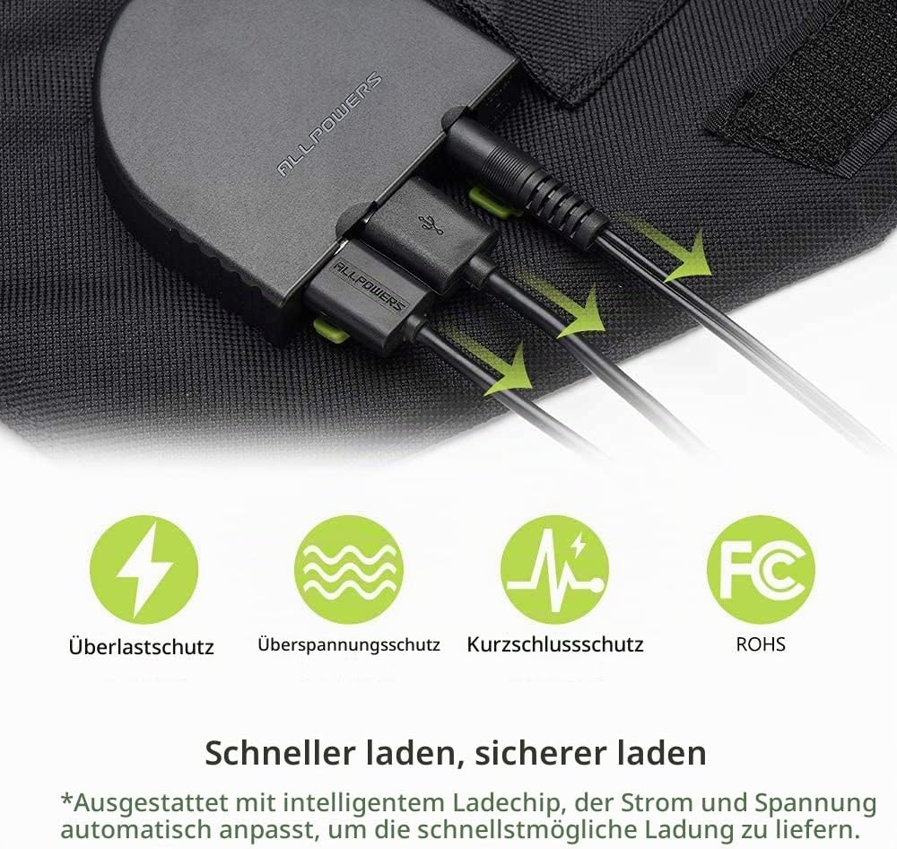 ALLPOWERS 100W Faltbares Solarpanel Tragbares Solarpanel Monokristalline Solarmodul Solarladegerät m
