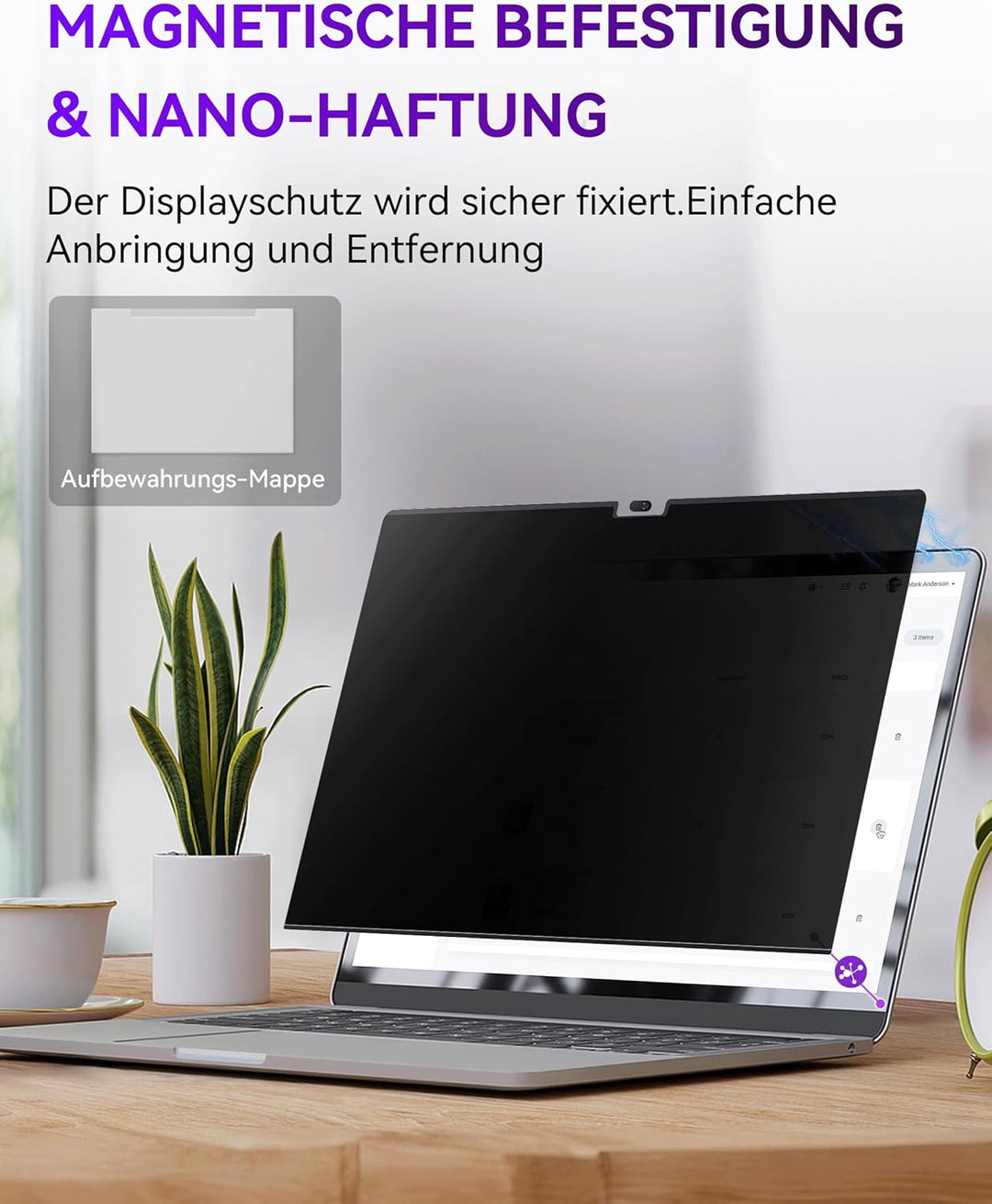 Magnetischer Blickschutzfilter für Apple Macbook Air 13.6/13 (2022-2025 M2、M3、M4), Sichtschutzfilte