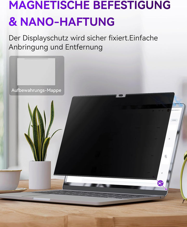 Magnetischer Blickschutzfilter für Apple Macbook Air 13.6/13 (2022-2025 M2、M3、M4), Sichtschutzfilte