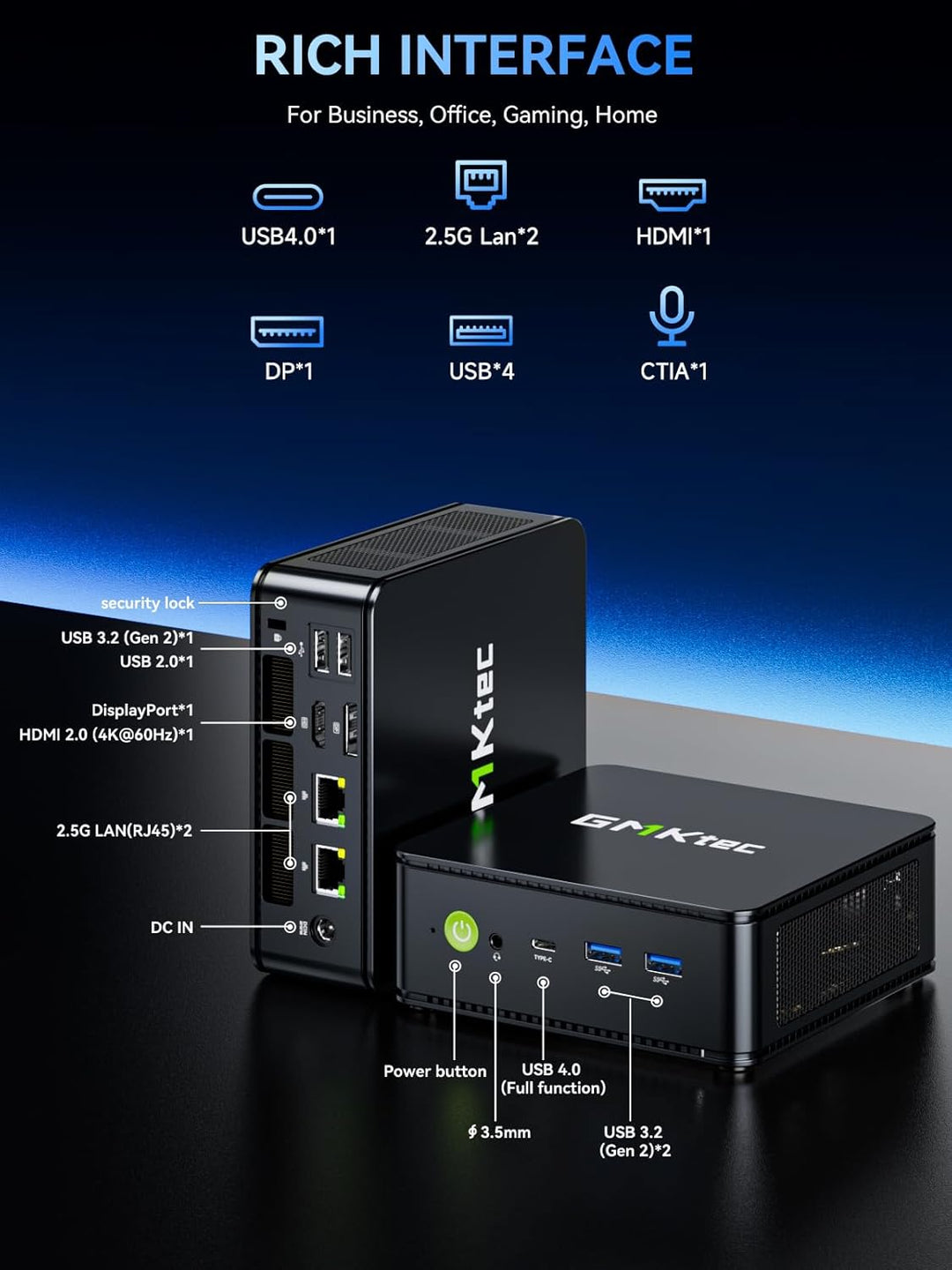 GMKtec M6 Ultra Gaming Barebone Mini-PC Ryzen 5 7640HS (aufgerüstet auf 6600H/6800U), KEIN RAM, KEIN