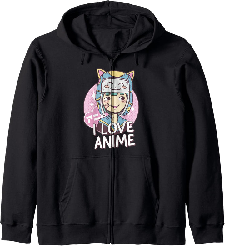 Süsses Anime Mädchen | I Love Anime | Ich Liebe Anime Kapuzenjacke