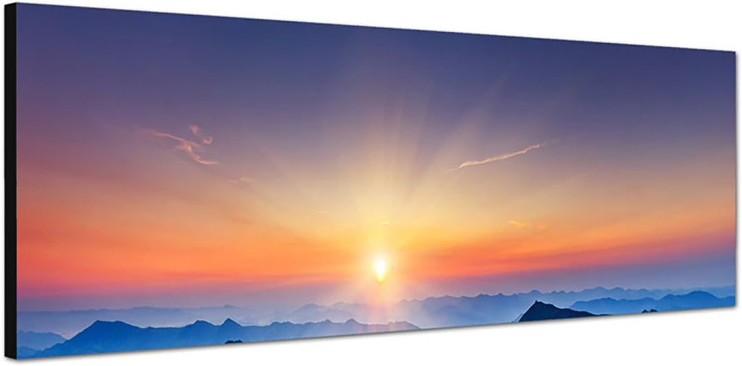 Paul Sinus Art Panoramabild auf Leinwand und Keilrahmen 150x50cm Ukraine Blumenwiese Sommer Abendson