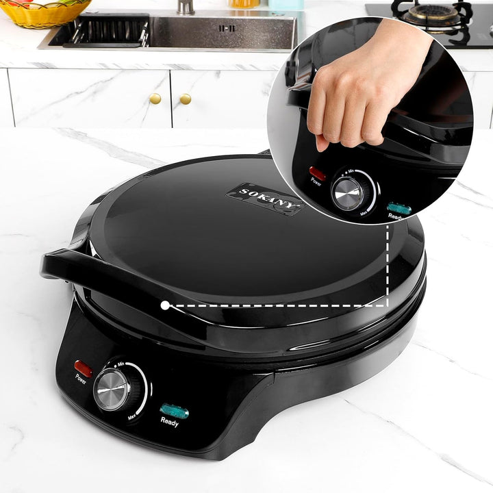SOKANY Pizzaofen Elektrisch | Elektrischer Pizzabäcker,Pizzaofen Für Zuhause,220 °C,Leistung 2000 W,