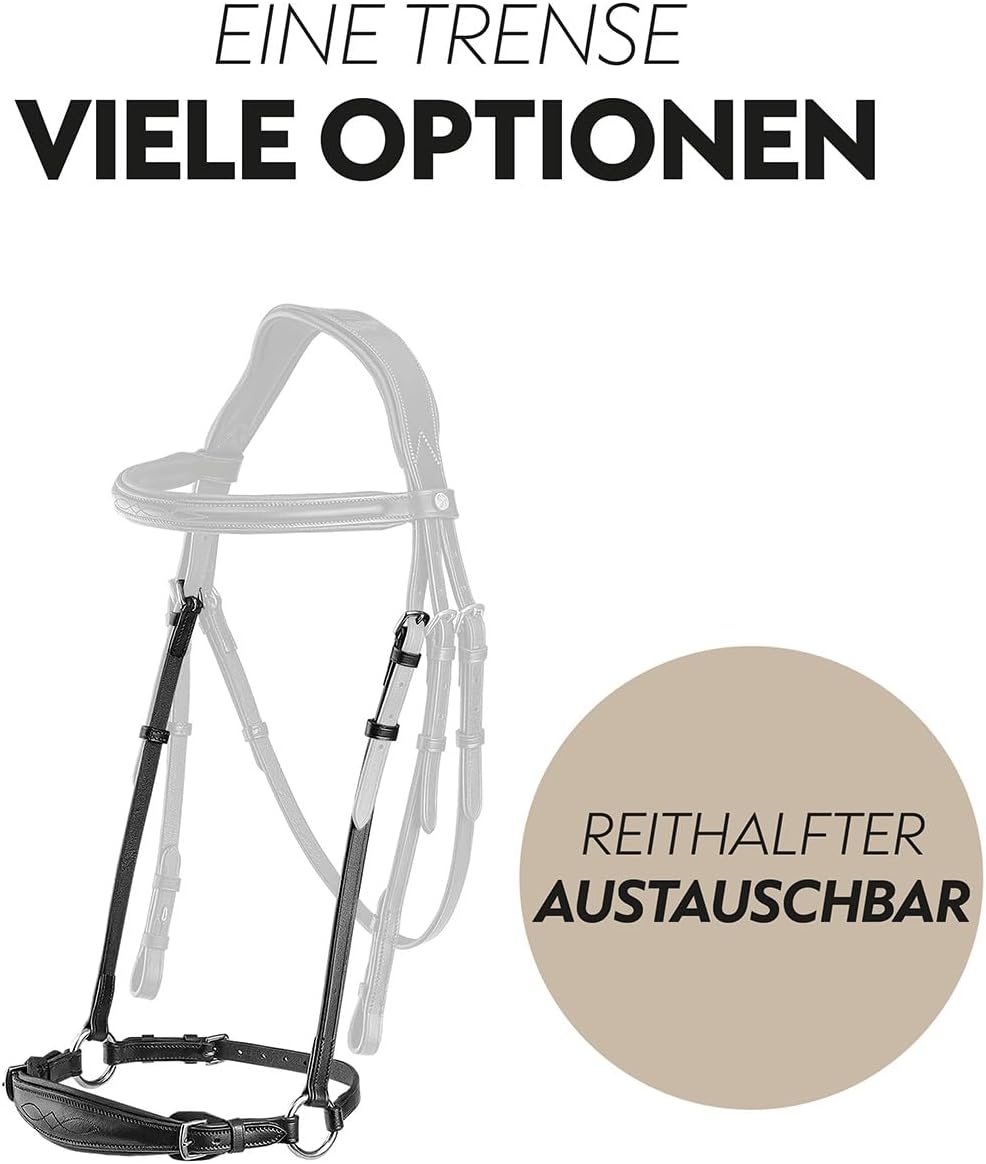 SUNRIDE hannoveranische Trense (Hannover) mit Zügel aus erstklassigem Echtleder für entspanntes Reit