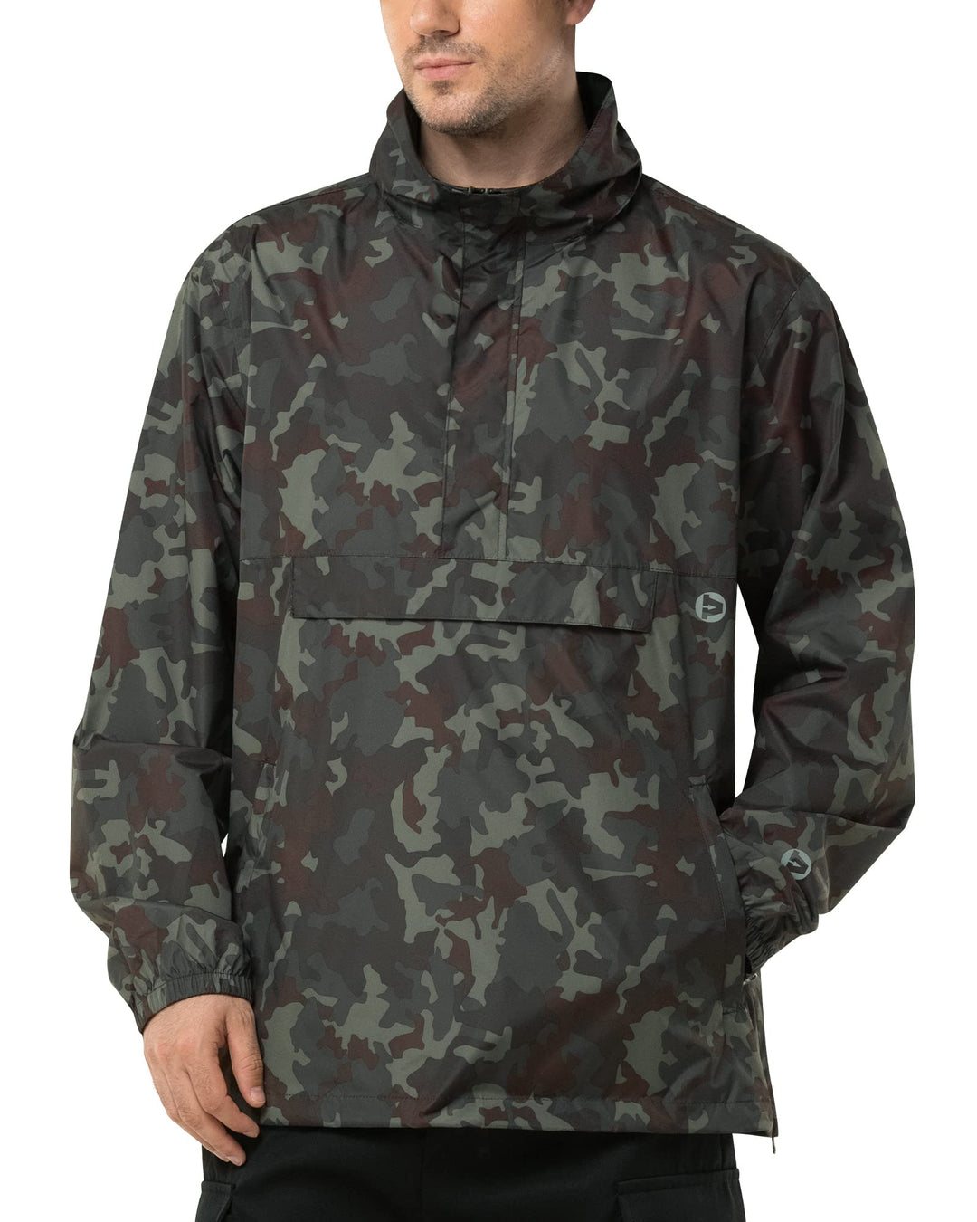 Outdoor Ventures Herren Regenjacke Wasserdichter Pullover mit Kapuze Packbare Reflektierende Jacke L