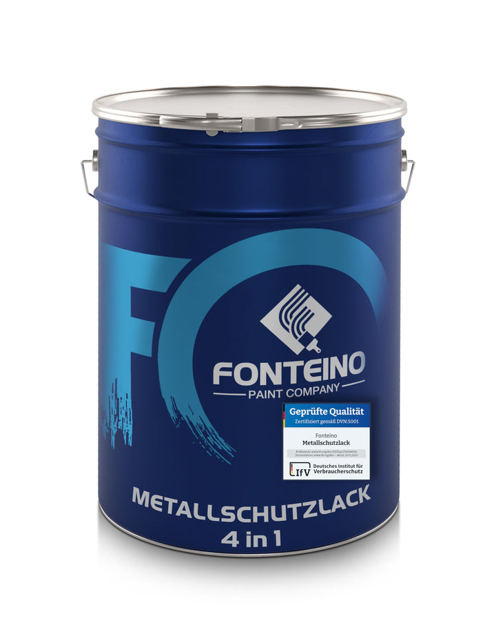Fonteino Metallschutzlack 3in1 Metallfarbe Grundierung Rostschutzfarbe Decklack - Feuerrot 5L Feuerr
