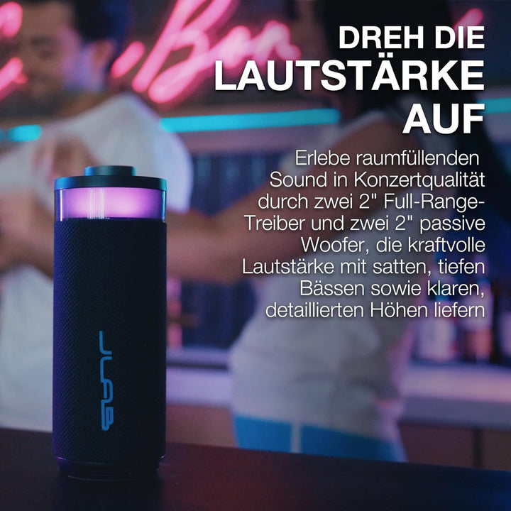 JLab Go Party Tragbarer Bluetooth Lautsprecher 16H+ Akku, Schwarz | 10W Drahtloser Outdoor Reise-Lau