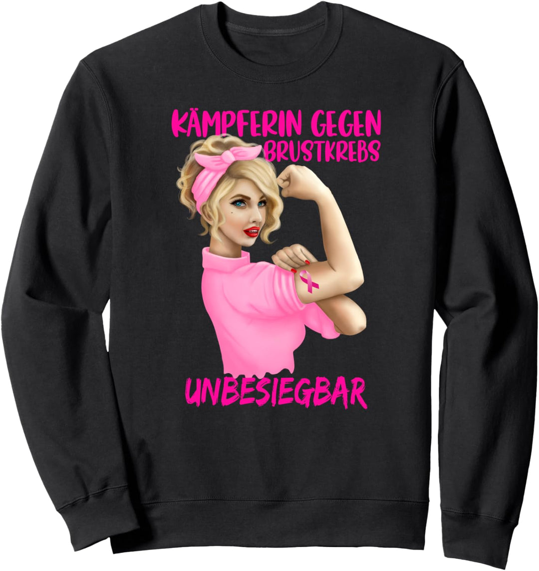 Brustkrebs Kämpferin Unbesiegbar Rosa Schleife Sweatshirt