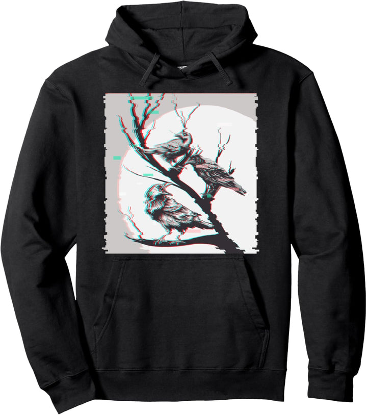 Rabe Krähe Vaporwave Vogel Retro Pullover Hoodie