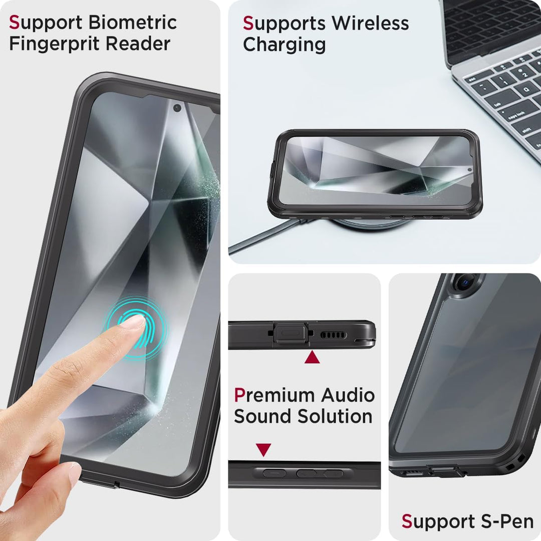 Miimall IP68 Wasserdicht Handyhülle Kompatibel mit Samsung Galaxy A55 Hülle, Galaxy A55 Hülle mit Di