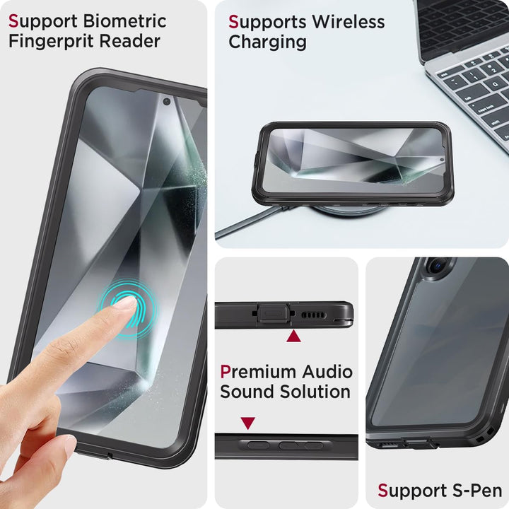 Miimall IP68 Wasserdicht Handyhülle Kompatibel mit Samsung Galaxy A55 Hülle, Galaxy A55 Hülle mit Di