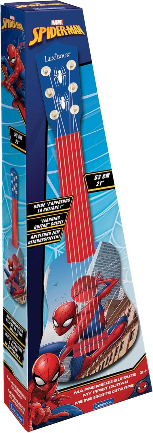 Lexibook Marvel Spider-Man Peter Parker Meine erste Gitarre, 6 Nylonschnüre, 53 cm, Anleitung inklus