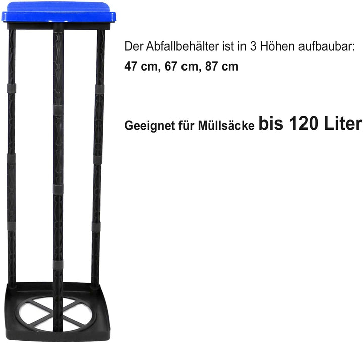 com-four® 3X Müllsackständer mit Deckel - in 3 möglichen Höhen aufbaubar - optimal für Heim, Garten,