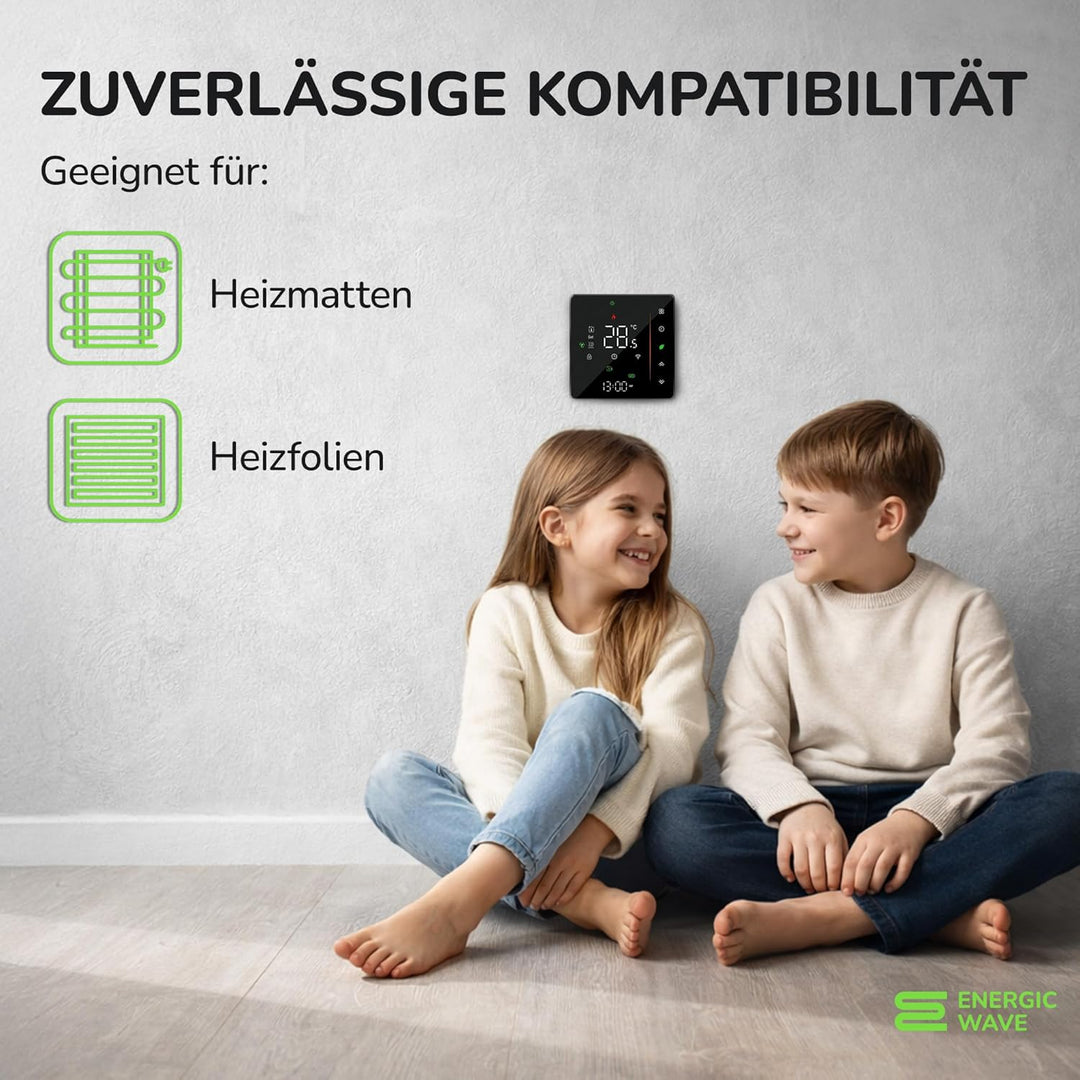 Thermostat für Elektrische Fussbodenheizung - Smart WIFI Programmierbar Raumthermostat Kompatibel mi