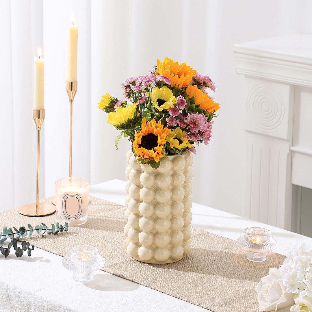 YANWE1 Bubble Vase, Hohe Vase, Weisse Keramikvase, Moderne Vase, Boho Vase, Dekorative Vase, Moderne