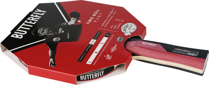 Butterfly Timo Boll Ruby Tischtennisschläger | ITTF zertifizierter Pan Asia Belag für Wettkampf mit