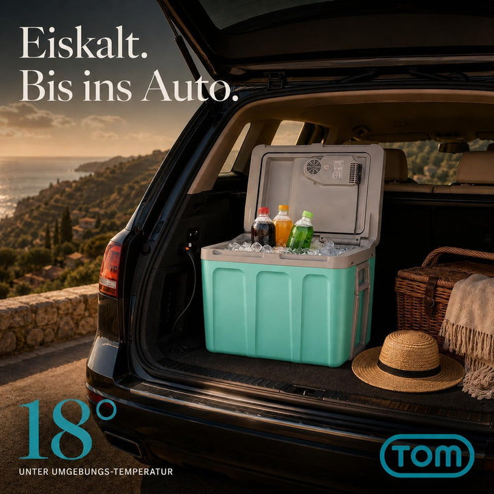 TOM 2in1 XXL Kühlbox 40l mit Kühl- und Heizfunktion – elektrische Coolbox mit Rollen – 230V &amp; 12V St