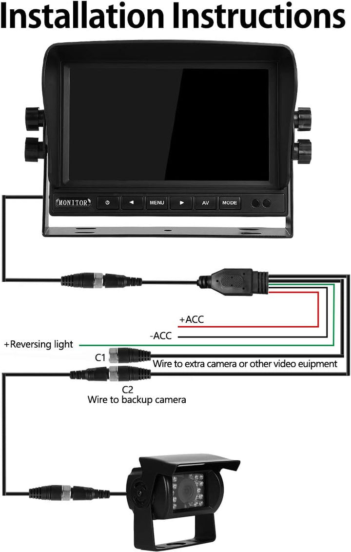 Dual-Rückfahrkamera-Set mit 7" TFT LCD Kfz-Monitor & Zwei 170° Weitwinkel- Rückfahrkameras, IP68 was