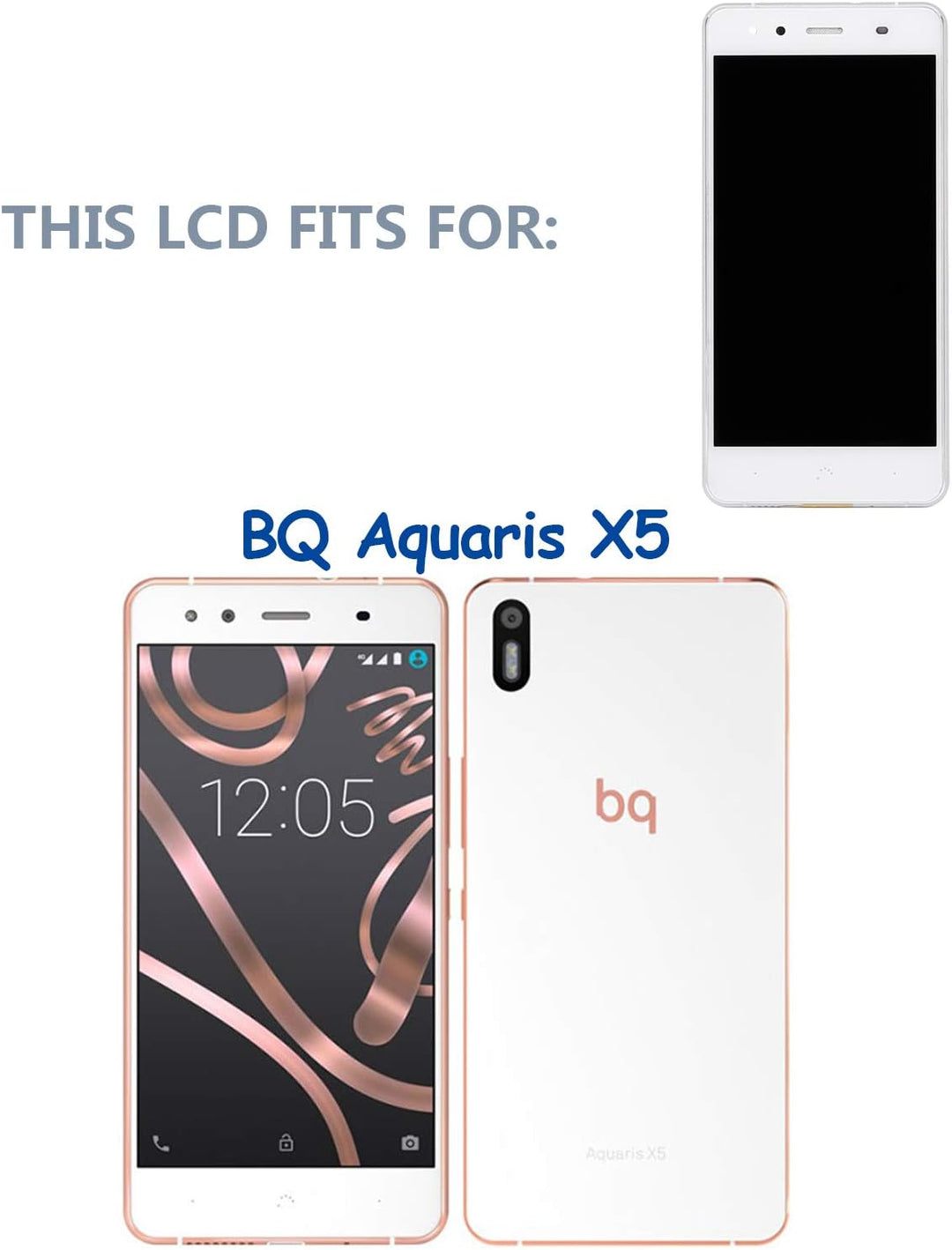 swark LCD Display Compatible with BQ Aquaris X5 (Weisse + Rahmen) Touchscreen Bildschirm Digitizer A