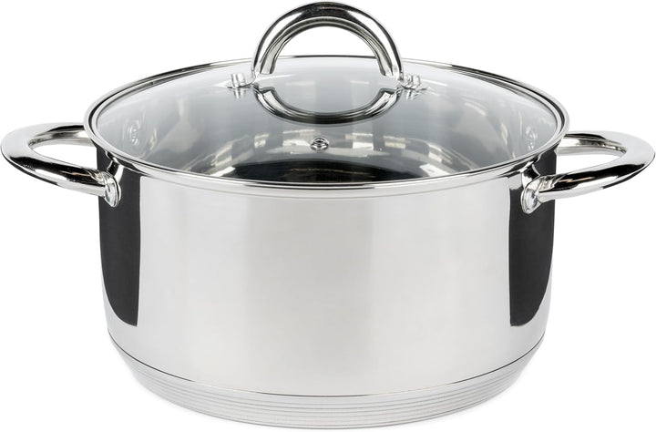 Edelstahl Kochtopf 16cm mit Glasdeckel Topf Suppentopf Universaltopf Induktion 1,6L