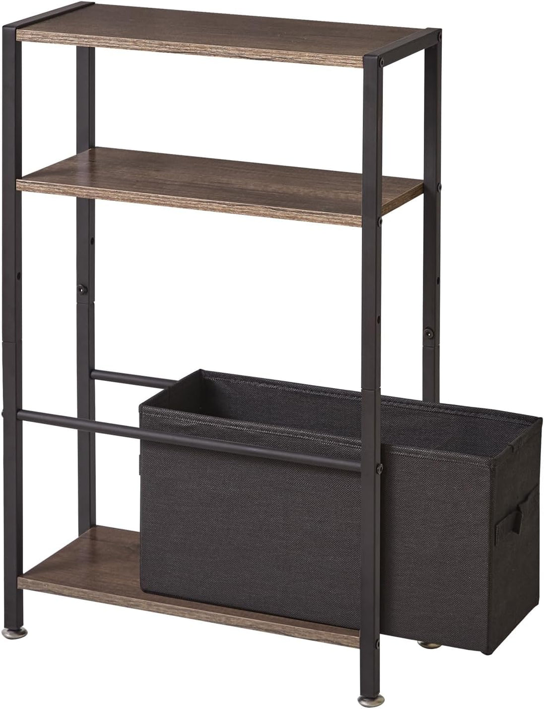 Beistelltisch mit Stauraum, 3-stufiger schmaler Couchtisch mit Stoffkorb, schmaler Nachttisch, Klein