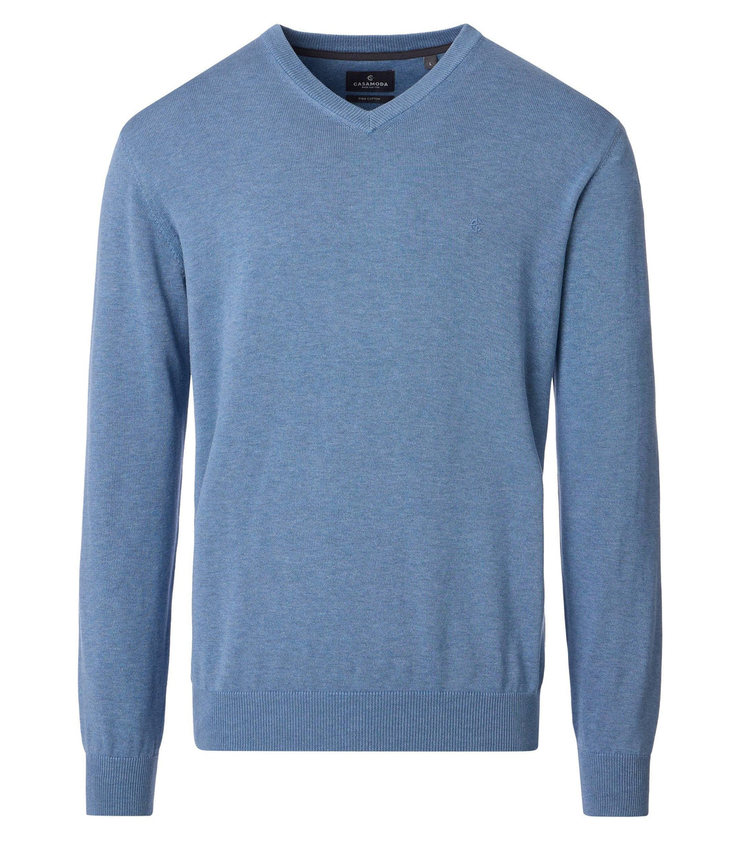 CASAMODA Herren Pullover mit V-Ausschnitt unifarben Elastischer Bund M Weissblau, M Wei&amp;