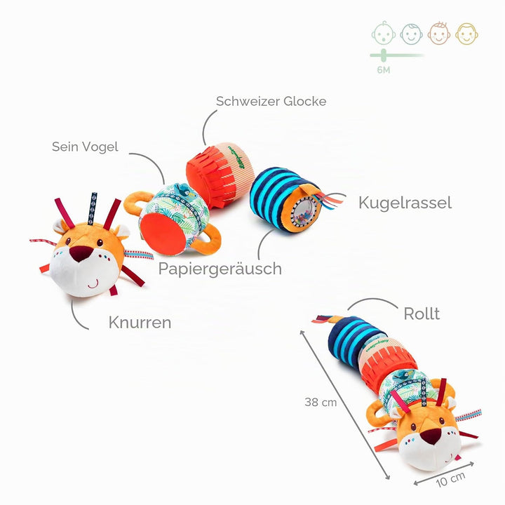 Lilliputiens - Jack Klettband-Klangrolle - Farbiges Aktivitätsspielzeug für Babys mit verschiedenen