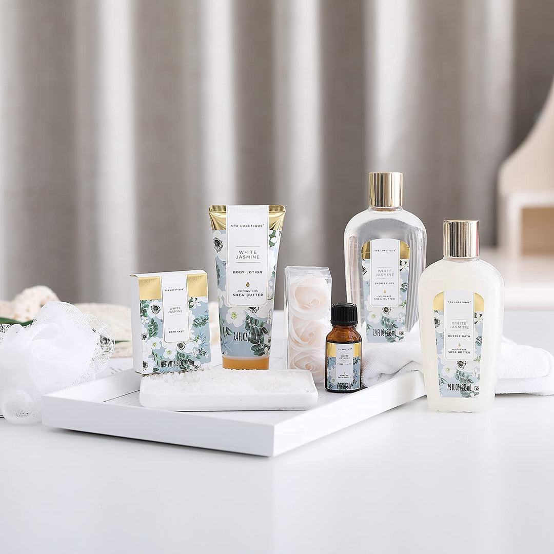 Geburtstagsgeschenke für Frauen-Spa Luxetique Spa-Geschenk-Set, 8pcs Jasmin Badeset mit ätherischem